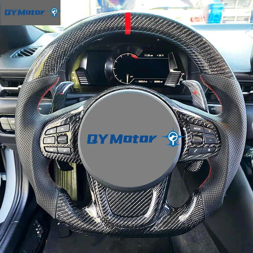 Real Carbon Fiber Steering Wheel Perforated Leather for Toyota GR Supra A90 MK5 2020 2021 2022 2023 Racing Sport