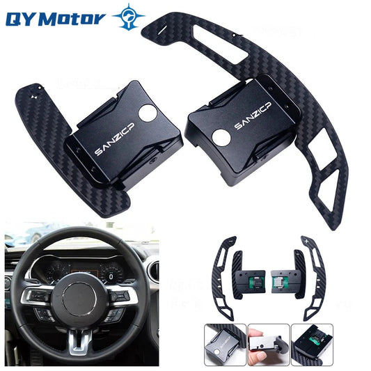 Steering Wheel Magnetic Shift Paddle Carbon Fiber Paddle Shifter for for 15-21 Ford Mustang Extension Racing Sport