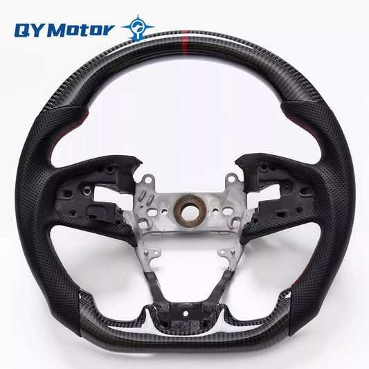 Real Carbon Fiber Steering Wheel for Honda Civic Type-R FC FK 2016-2023 Perforated Leather Racing Wheel