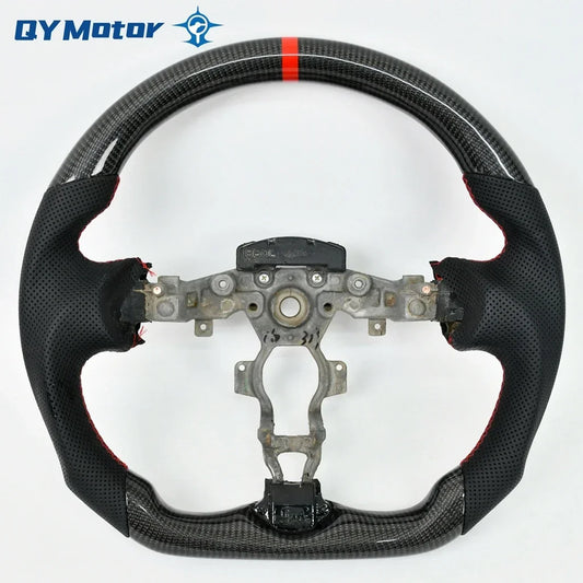 Real Carbon Fiber Steering Wheel Perforated Leather Red Stitching for Nissan 370Z 2009-2021 Racing Sport Wheel