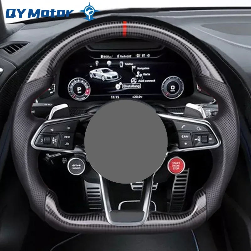 Real Carbon Fiber Steering Wheel Perforated Leather Fit for Audi R8 MK2 TT TTS TTRS MK3 2015+ Racing Sport Wheel