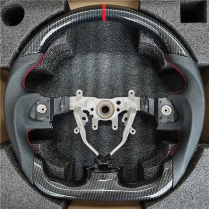 Hydro Dip Carbon Fiber Look Steering Wheel Perforated Leather Replacement for Subaru WRX 2008 2009 2010 2011 2012 2013 2014