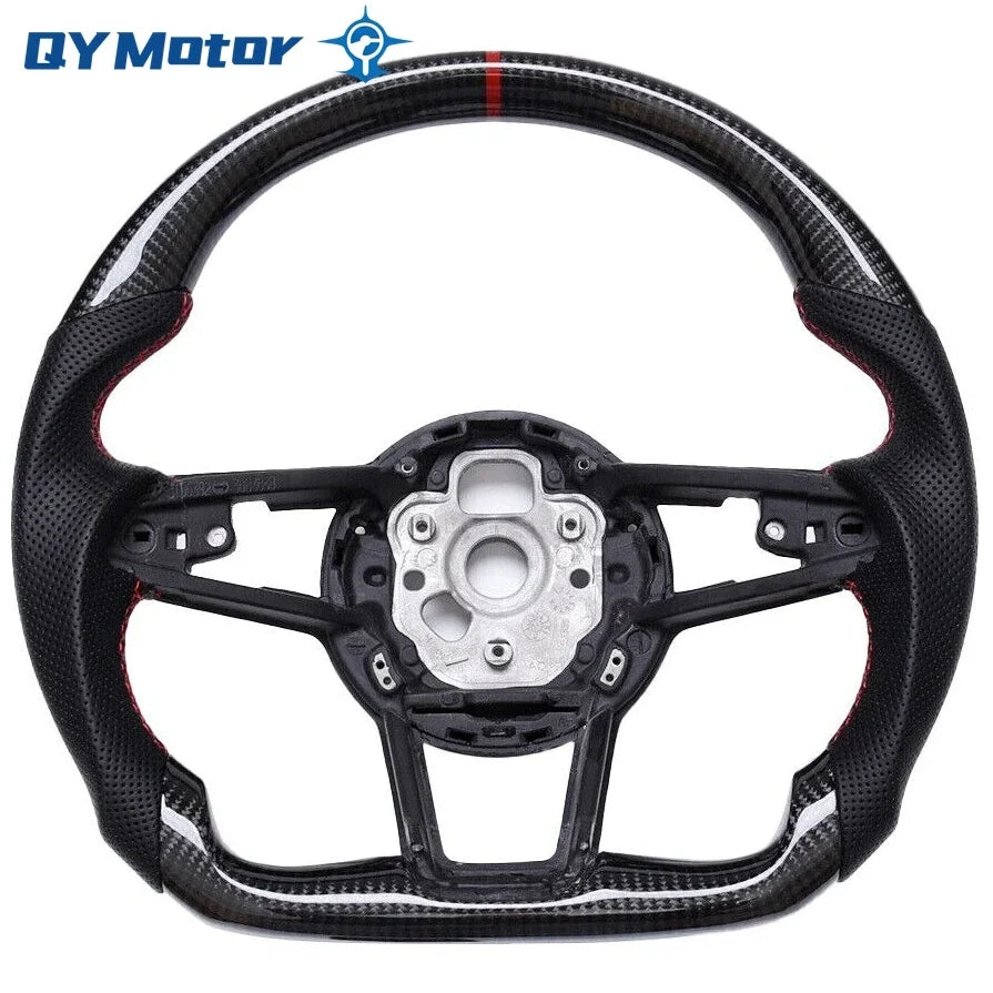 Real Carbon Fiber Steering Wheel Perforated Leather Fit for Audi R8 MK2 TT TTS TTRS MK3 2015+ Racing Sport Wheel