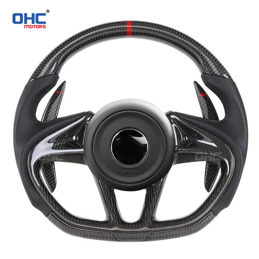 OHC Motors Customized 100% Real Carbon Fiber Racing Car Steering Wheel Fit for Mclaren 720S 12C 570 540C 600LT