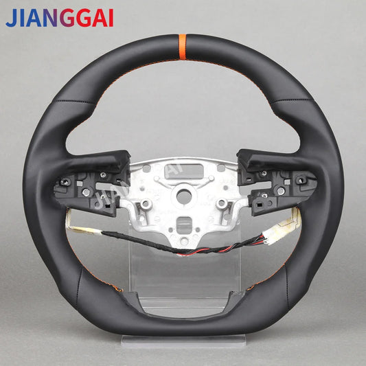 Car Steering Wheel 100% Smooth Leather for GMC Sierra 2020-2021 Model Orange Stripe