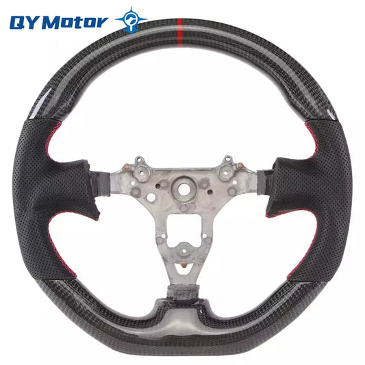 Real Carbon Fiber Steering Wheel Preforated Leather Red Stitching for Nissan Skyline GT-R R34 1999-2006