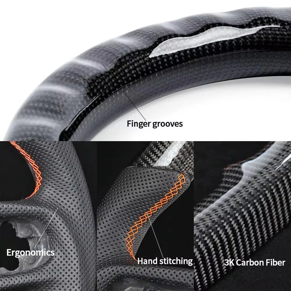 Heating Carbon Fiber Leather Car Steering Wheel Perforated Leather for Jeep Wrangler JL 2018-2023 Models Sport Wheel