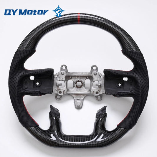 Real Carbon Fiber Perforated Steering Wheel for Dodge Ram 1500 TRX 2500 1500 2019 2020 2021 2022 2023 2024