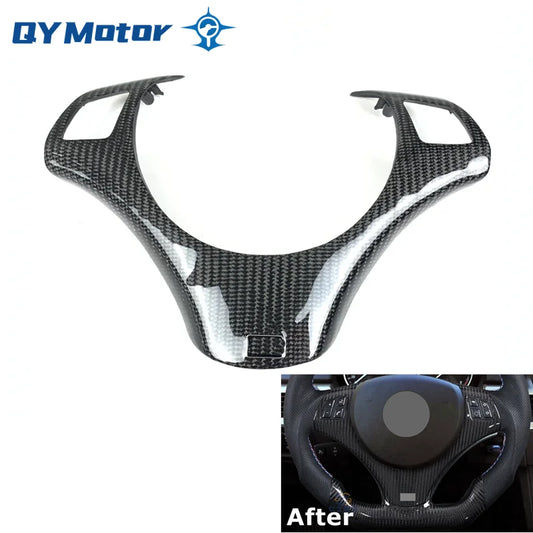 Real Carbon Fiber Steering Wheel Button Trim for BMW E90 E92 E93 E87 E89 E8X 2005-2012 Decor