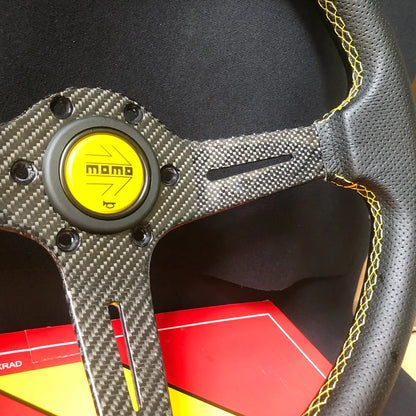 14Inch JDM Real Carbon Fiber Leather MOMO Steering Wheel Car Rally Racing JDM MOMO Steering Wheel Volantes for TOYOTA VW HONDA