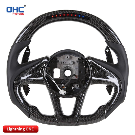 OHC Motors Customized 100% Real Carbon Fiber Light up LED Racing Car Steering Wheel Fit for Mclaren 720S 12C 570 540C 600LT